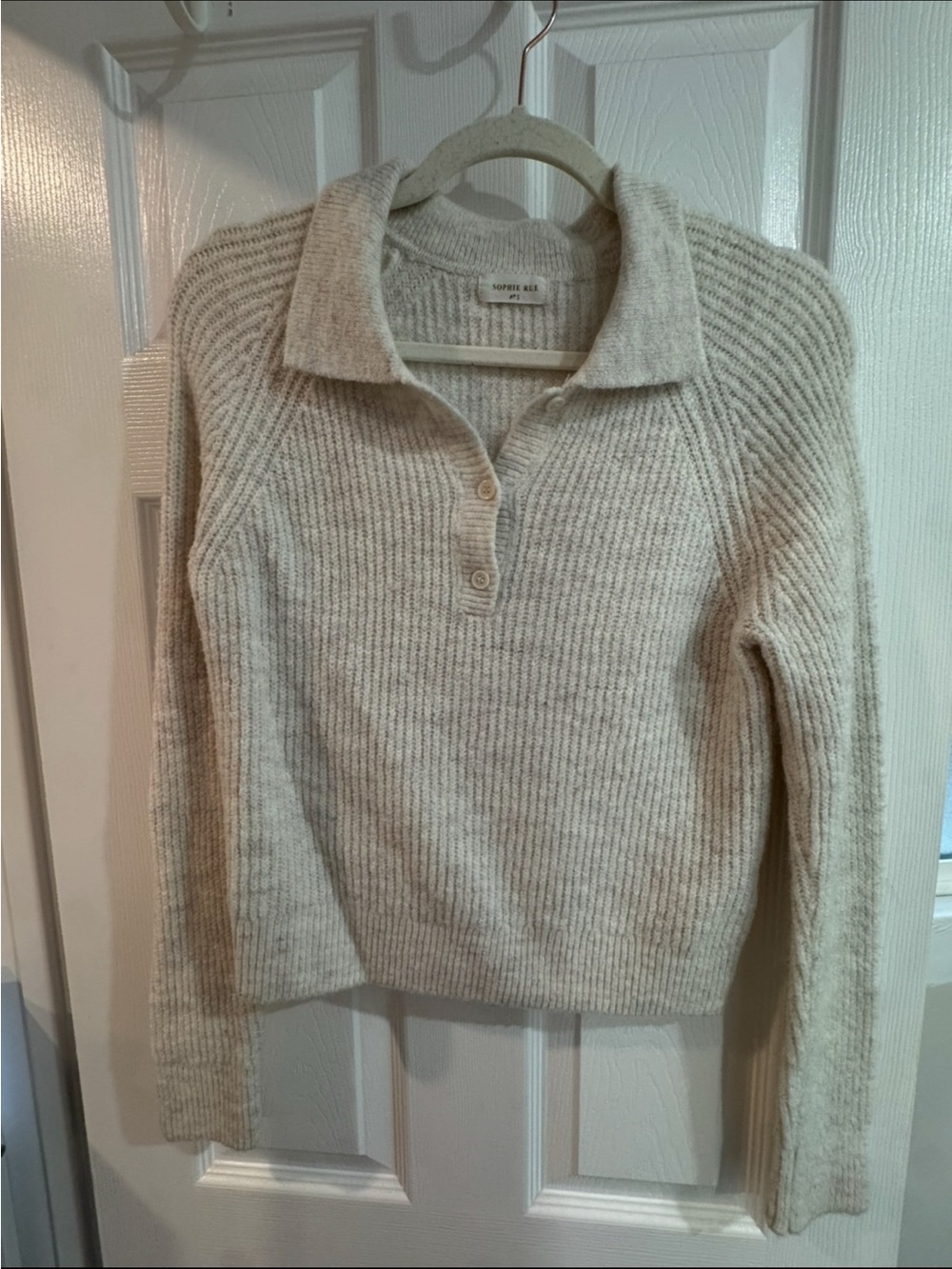 Sofie Rue cream Collared ribbed sweater